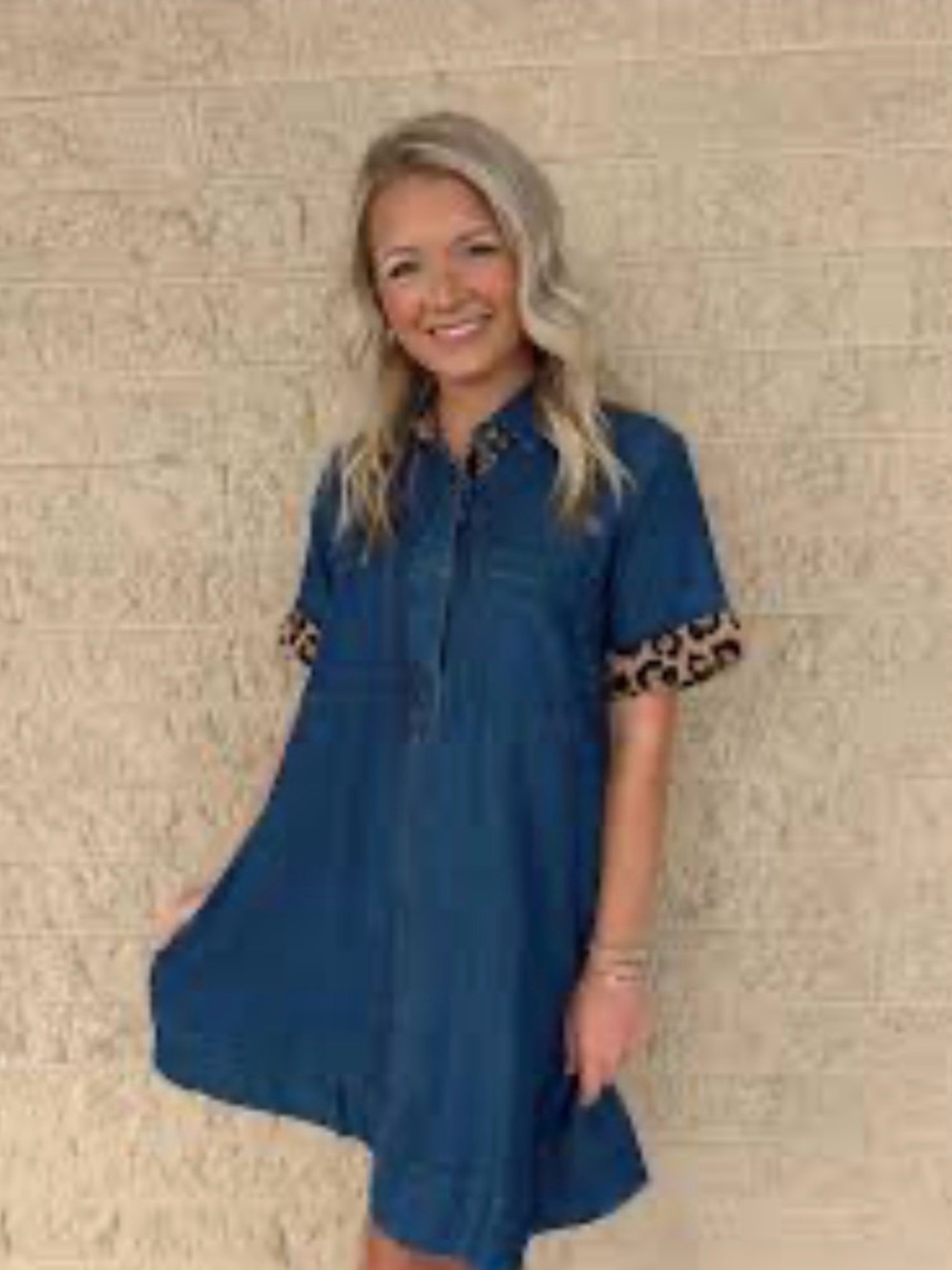 Entro Chloe Chambray Leopard Dress